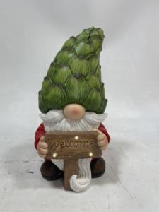 Lampes solaires <span class=keywords><strong>de</strong></span> jardin en forme <span class=keywords><strong>de</strong></span> statue, statue <span class=keywords><strong>de</strong></span> gnome <span class=keywords><strong>de</strong></span> jardin créative en résine solaire avec chapeau <span class=keywords><strong>de</strong></span> légume et panneau <span class=keywords><strong>de</strong></span> bienvenue décoratif - Product Image 2