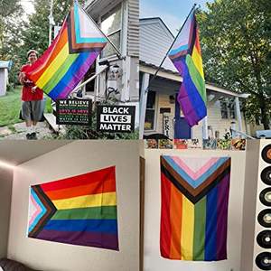 Paquete de 2 Banderas LGBT del Orgullo Gay con Diseño de Arcoíris - Banderas LGBT Lésbicas Grandes de 3x5 Pies para Uso en Interiores y Exteriores - Product Image 2