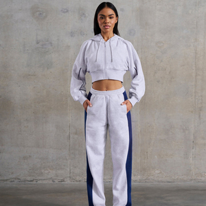 Recién llegado, Conjunto de sudadera con capucha y Jogger acampanado para mujer, sudaderas con capucha personalizadas y pantalones con estacas, chándal - Product Image 5