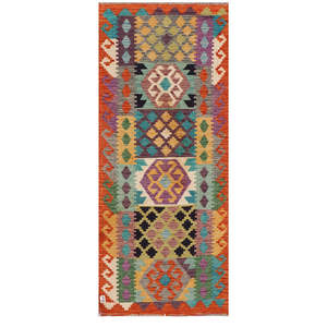 Alfombra Kilim de Maimana, Afganistán, 197 x 84 cm, Alfombras y Juegos de Alfombras - Product Image 1