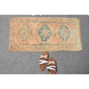 Tapis en Laine Turque Vintage 17X31ft Beige & Bleu Patchwork Design Technique de Tissage Plat pour Décor de Salon 4m de Largeur - Product Image 5