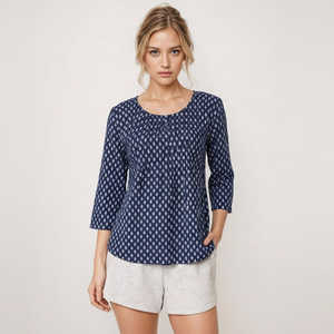 Blusa de Popelina con Botones y Estampado Floral para Mujer, Estilo Vintage, Corte Holgado, Cuello con Volantes, Tallas XS-XL, Temporada Otoño - Product Image 1