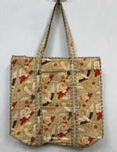 Bohème Vintage fait à la main lavable à usage quotidien sac fourre-tout matelassé pour femmes bloc coton imprimé pour épicerie sac à bandoulière - Product Image 2