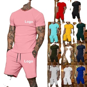Ensembles de shorts décontractés pour hommes T-shirt à manches courtes en coton Ensemble de survêtement uni Ensemble de vêtements pour hommes 2 pièces - Product Image 6