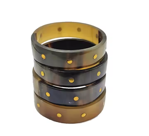 Brazalete de cuerno de búfalo natural Brazalete Blanco y negro con brazalete de cuerno hecho a mano por artesanía de media luna - Product Image 3