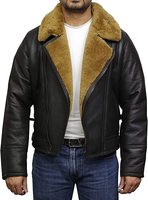 Bomber B3 aviateur en cuir véritable mouton avec fermeture éclair et doublure épaisse