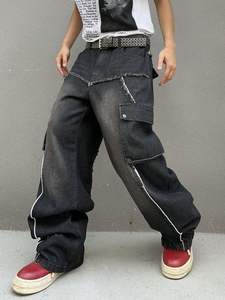 กางเกงยีนส์เดนิมผู้ชายผ้าฝ้าย 100% ล้างสีแบบแอซิด ระบายอากาศได้ดี ซักได้ ตกแต่งด้วยกระดุมและซิป เหมาะสำหรับฤดูใบไม้ผลิ ฤดูร้อน และฤดูหนาว - Product Image 4