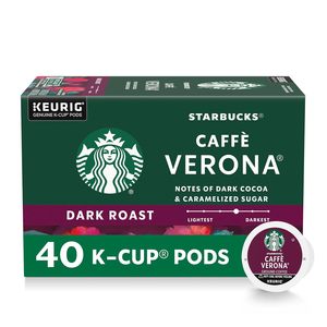 Capsules de café Starbucks K-Cup, torréfaction foncée, Caffè Verona pour les machines Keurig, 100% Arabica, 1 boîte (40 capsules) - Product Image 1