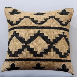 Fundas de cojín hechas a mano, de yute, de lana tejida a mano, Kilim, 45x45 cm