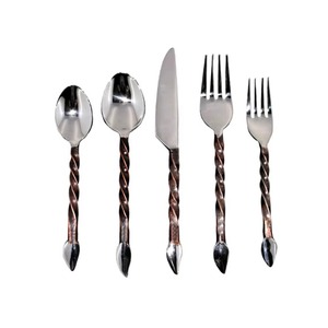 Juego de 5 cubiertos de acero inoxidable, cuchara, cuchillo, tenedor, cocina perfecta, mesa, restaurante, uso, acabado chapado en oro - Product Image 3