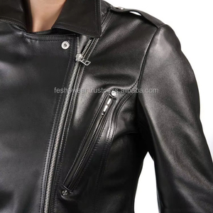 Premium Ladies Leather <b>Jacket</b> <b>Short</b> Stylish Winter Casual Fashion Genuine Leather Outerwear OEM Supply - Product Image 5