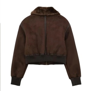 Men's Street Style Genuine Leather Canvas Cool Jacket Retro Lapel Long Sleeves Zipper Outerwear Breathable Waterproof <b>Brown</b> Tops - Product Image 3