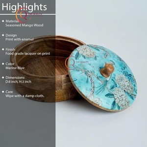 Premium Handcrafted Glass Roti Storage Casserole <b>with</b> Customized Size and Printed <b>Lid</b> Handmade Kitchen Hot Pot Dabba <b>Lid</b> - Product Image 4