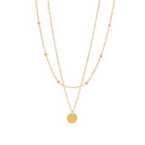 Collier à breloques mini-disques double couche plaqué or 18 carats en acier inoxydable, accessoire de mode pour filles - Product Image 6