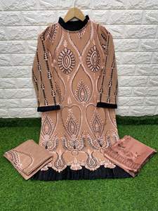Dernier Designer Pure Faux Georgette Broderie Séquence Travail Salwar Costume par Fab Zone pour Party Wear - Product Image 2