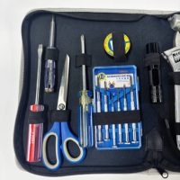 C-MART Vente en gros usine : Ensemble d'outils manuels ménagers en acier Cr-V de 18 pièces, 6 embouts de précision, clé à molette réglable de 8 pouces, ruban à mesurer de 2 m