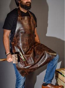Delantal de cuero de herrero personalizado para hombres, delantal de carpintería y chef para hombres, ropa de trabajo marrón - Product Image 3