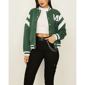 Otoño Invierno mujer ropa personalizada Letterman béisbol chaquetas manga larga Mujer Crop Varsity chaqueta - Product Image 6