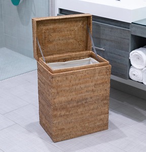 Panier à linge Artex Green Earth en rotin avec couvercle, fait main, écologique, moderne, rectangulaire, multi-usages, fabriqué à Hanoï, Vietnam - Product Image 5