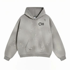 Sudadera con capucha lavada con ácido de gran tamaño para hombre, sudadera vintage desgastada de alta calidad personalizada con diseño forrado, servicio OEM - Product Image 5