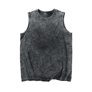 Cut Off Sleeveless <b>T</b>-<b>shirt</b> Man Oversized <b>Muscle</b> <b>Shirt</b> Acid Acid Wash Graphic Men Vest - Product Image 4