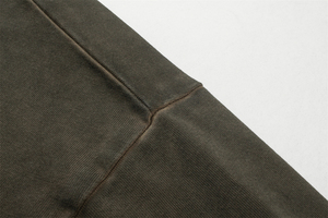 Personalizado de alta calidad 100% algodón de peso pesado de gran tamaño lavado en blanco de los hombres de dos piezas empalmado doble capa de manga larga Camisetas - Product Image 6