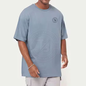 T-shirts surdimensionnés 100% coton de haute qualité pour hommes respirant écologique 220g conception de logo personnalisé service OEM prix raisonnable - Product Image 1