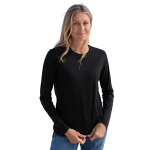 Camiseta de Manga Larga Negra para Mujer, 100% Algodón Orgánico de Lujo, Preencogido, Certificado GOTS, Ajuste Clásico, Suave y Premium - Product Image 4