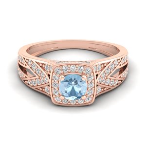 Anillos de Oro Sólido de 14K con Diseño Clásico REYES, Certificados por GRA, con Moissanita de Corte Redondo de 0.5 Quilates, Gema de Aguamarina, Joyería Fina - Product Image 5
