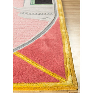 Alfombra Rectangular de Lana y Viscosa Tejida a Mano Roja y Naranja Jaipur Wunderkammer Top-104 para Sala de Estar, Pasillo, con Diseño Novedoso - Product Image 4