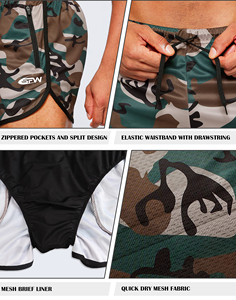 Shorts de sport légers pour hommes, ultra-légers, en tissu à séchage rapide, avec doublure respirante, cordon de serrage élastique, taille haute, motif imprimé, 100% - Product Image 6