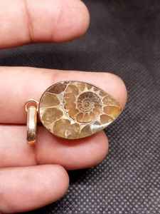 Amonite Cabochon <b>Gold</b> <b>Plated</b> Brass Pendant Handmade Zinc Alloy Jewelry Link <b>Chain</b> for Wedding Birthstone February Natural Stone - Product Image 5