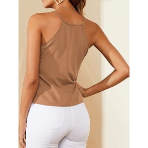 Blusa de tirantes para mujer con detalle de escote abierto, color Sandy, 35451 - Café - Product Image 3