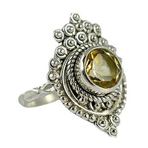 Anillo de Plata de Ley 925 Hecho a Mano por Navya Craft con Citrino Natural, Piedra de Nacimiento de Noviembre, Talla 4 14, para Regalos de Navidad, Pureza del Metal de 14K - Product Image 1