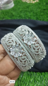 AMERICAN DIAMOND CLASSIC STYLE BANGLES TRADITIONAL and <b>FASHIONABLE</b> SILVER PLATED BANGLES and CUBIC ZIRCON for WOMEN and GIRLS - Product Image 2