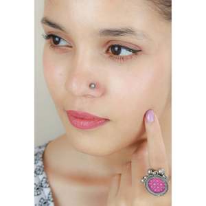 Piercing Nasal de Plata 925, Diseño Vintage Nazakat Sol, Joyería Infantil, Material Principal Aleación de Titanio, Acero Inoxidable y Ópalo - Product Image 4