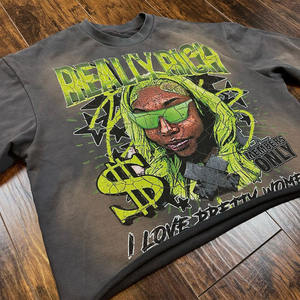 Camiseta de calle de manga corta informal de algodón 100% de marca de moda americana transfronteriza de alta calidad, 280g, tejido suelto lavado al agua - Product Image 4