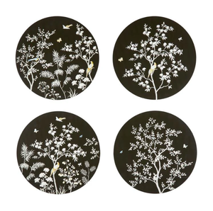 Colorful Chinoiserie Coasters, Set of 4, Lacquer Coaster, Gift, Decoration, High Class Lacquer, Handicraft In Vietnam, Nhat Minh - Product Image 1