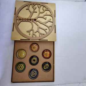 Set de Reiki grabado de siete chakras naturales, caja de madera para curación, meditación, regalo y terapia de ágata elegante - Product Image 4