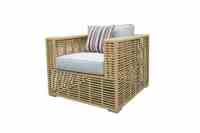 Set Sofa panjang gaya luar ruangan dengan lengan tinggi dan anyaman gaya bambu