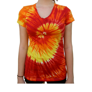 เสื้อยืดแขนสั้นคอกลมผ้าย้อมสีมัดย้อมโลโก้ลำลองสำหรับ100% ของผู้หญิงทันสมัยนำเข้าจากบังคลาเทศระบายอากาศได้ดีสำหรับฤดูร้อน - Product Image 3