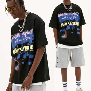 Camiseta personalizada de 100% algodón para hombre de peso pesado de 240 gramos de gran tamaño Casual diseño de hombro caído DTF impresión sólida manga corta - Product Image 4