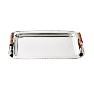 Plateau rectangulaire en acier inoxydable très vendu pour servir des boissons et des collations, décoration élégante pour la maison, également polyvalent, plaqué nickel - Product Image 4