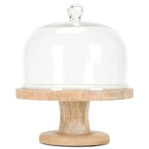 Support à gâteau en bois exclusif avec dôme en verre pour une présentation de desserts haut de gamme Tables élégantes pour la maison - Product Image 2
