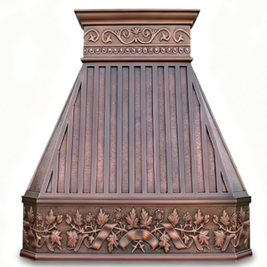 Кухонная вытяжка в стиле французского кантри, медная, с цветочным узором, ручной работы, настенная, для виллы - Product Image 3