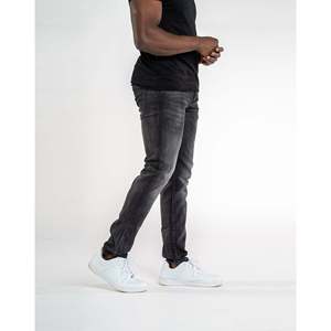 ผ้ายืดเทอร์รี่ผ้ายืดทรงสลิมฟิตสำหรับผู้ชายกางเกงยีนส์ไซส์38สีดำ - Product Image 4