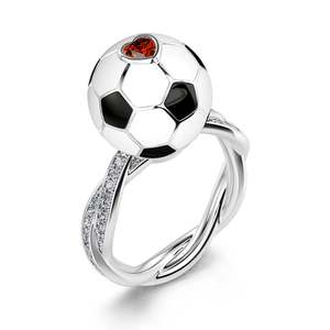 Bague de football rotative en argent sterling plaqué or rose - Style éternité tendance - Product Image 2
