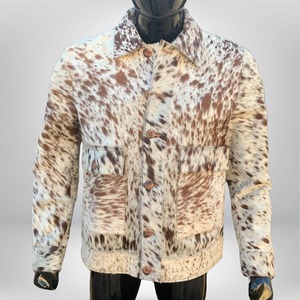 Chaqueta de piel de poni real para hombre, abrigo de motorista de piel de vaca con pelo, chaqueta de piel de cocodrilo de vaquero occidental para hombre - Product Image 1