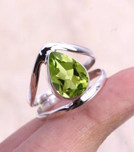 925 Sterling Solid <b>Silver</b> Natural Gemstone Stamped Handmade <b>Ring</b> 925 Sterling <b>Silver</b> <b>Spinner</b> Peridot Promise <b>Ring</b> Jewelry - Product Image 2