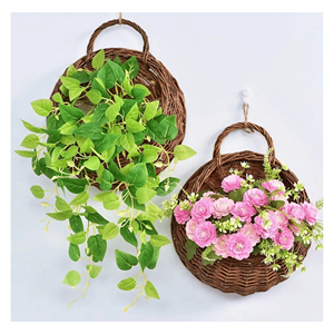 Wall-Mounted Handmade Eco-Friendly <b>Rattan</b> Woven <b>Hanging</b> <b>Basket</b> Flower Pot for Flower Arrangements - Product Image 3